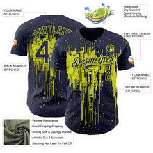 Laden Sie das Bild in den Galerie-Viewer, Custom Navy Neon Yellow 3D Pattern Design Dripping Splatter Paint Authentic Baseball Jersey
