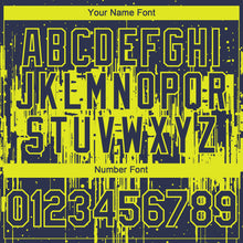 Laden Sie das Bild in den Galerie-Viewer, Custom Navy Neon Yellow 3D Pattern Design Dripping Splatter Paint Authentic Baseball Jersey
