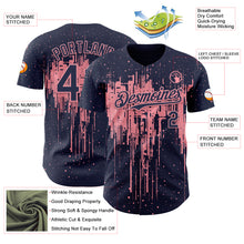 Load image into Gallery viewer, Custom Navy Medium Pink 3D Pattern Design Dripping Splatter Paint Authentic Baseball Jersey
