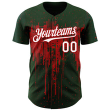 Load image into Gallery viewer, Custom Green White-Red 3D Pattern Design Dripping Splatter Paint Authentic Baseball Jersey
