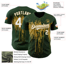 Charger l'image dans la galerie, Custom Green White-Old Gold 3D Pattern Design Dripping Splatter Paint Authentic Baseball Jersey

