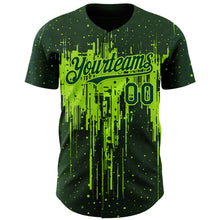 Load image into Gallery viewer, Custom Green Neon Green 3D Pattern Design Dripping Splatter Paint Authentic Baseball Jersey
