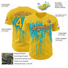 Load image into Gallery viewer, Custom Yellow Purple-Lakes Blue 3D Pattern Design Dripping Splatter Paint Authentic Baseball Jersey
