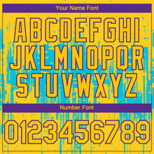 Load image into Gallery viewer, Custom Yellow Purple-Lakes Blue 3D Pattern Design Dripping Splatter Paint Authentic Baseball Jersey
