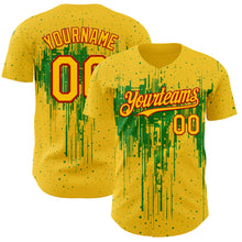 Charger l'image dans la galerie, Custom Yellow Red-Grass Green 3D Pattern Design Dripping Splatter Paint Authentic Baseball Jersey
