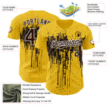 Load image into Gallery viewer, Custom Yellow Brown-White 3D Pattern Design Dripping Splatter Paint Authentic Baseball Jersey
