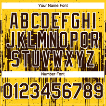 Load image into Gallery viewer, Custom Yellow Brown-White 3D Pattern Design Dripping Splatter Paint Authentic Baseball Jersey
