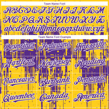 Load image into Gallery viewer, Custom Yellow Purple-White 3D Pattern Design Dripping Splatter Paint Authentic Baseball Jersey
