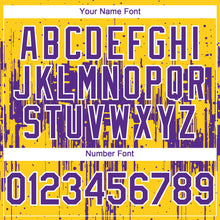 Load image into Gallery viewer, Custom Yellow Purple-White 3D Pattern Design Dripping Splatter Paint Authentic Baseball Jersey
