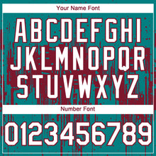 Load image into Gallery viewer, Custom Teal White-Crimson 3D Pattern Design Dripping Splatter Paint Authentic Baseball Jersey
