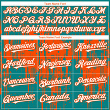 Charger l'image dans la galerie, Custom Teal White-Orange 3D Pattern Design Dripping Splatter Paint Authentic Baseball Jersey
