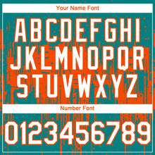 Charger l'image dans la galerie, Custom Teal White-Orange 3D Pattern Design Dripping Splatter Paint Authentic Baseball Jersey
