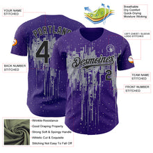 Load image into Gallery viewer, Custom Purple Black-Gray 3D Pattern Design Dripping Splatter Paint Authentic Baseball Jersey
