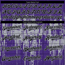 Load image into Gallery viewer, Custom Purple Black-Gray 3D Pattern Design Dripping Splatter Paint Authentic Baseball Jersey
