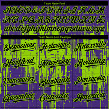 Load image into Gallery viewer, Custom Purple Black-Neon Green 3D Pattern Design Dripping Splatter Paint Authentic Baseball Jersey
