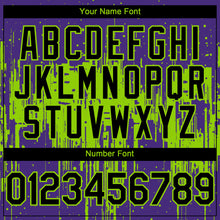 Load image into Gallery viewer, Custom Purple Black-Neon Green 3D Pattern Design Dripping Splatter Paint Authentic Baseball Jersey
