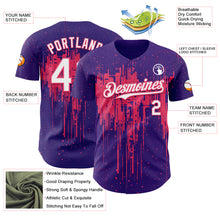 Load image into Gallery viewer, Custom Purple White-Neon Pink 3D Pattern Design Dripping Splatter Paint Authentic Baseball Jersey
