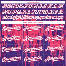 Load image into Gallery viewer, Custom Purple White-Neon Pink 3D Pattern Design Dripping Splatter Paint Authentic Baseball Jersey
