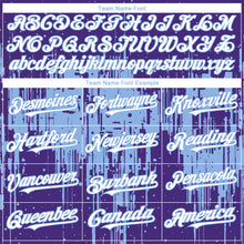 Load image into Gallery viewer, Custom Purple White-Light Blue 3D Pattern Design Dripping Splatter Paint Authentic Baseball Jersey
