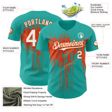 Load image into Gallery viewer, Custom Aqua White-Orange 3D Pattern Design Dripping Splatter Paint Authentic Baseball Jersey

