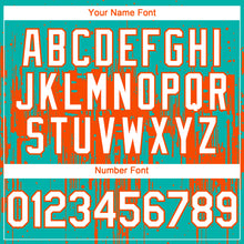 Load image into Gallery viewer, Custom Aqua White-Orange 3D Pattern Design Dripping Splatter Paint Authentic Baseball Jersey
