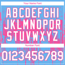 Загрузить изображение в средство просмотра галереи, Custom Sky Blue White-Pink 3D Pattern Design Dripping Splatter Paint Authentic Baseball Jersey
