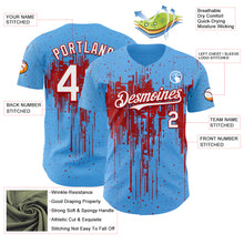 Загрузить изображение в средство просмотра галереи, Custom Sky Blue White-Red 3D Pattern Design Dripping Splatter Paint Authentic Baseball Jersey
