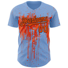 Charger l'image dans la galerie, Custom Light Blue Orange-Black 3D Pattern Design Dripping Splatter Paint Authentic Baseball Jersey
