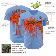 Charger l'image dans la galerie, Custom Light Blue Orange-Black 3D Pattern Design Dripping Splatter Paint Authentic Baseball Jersey
