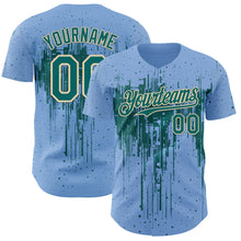 Загрузить изображение в средство просмотра галереи, Custom Light Blue Teal-Cream 3D Pattern Design Dripping Splatter Paint Authentic Baseball Jersey
