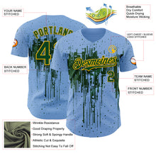 Charger l'image dans la galerie, Custom Light Blue Green-Gold 3D Pattern Design Dripping Splatter Paint Authentic Baseball Jersey
