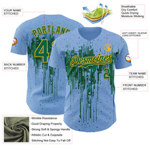Laden Sie das Bild in den Galerie-Viewer, Custom Light Blue Kelly Green-Gold 3D Pattern Design Dripping Splatter Paint Authentic Baseball Jersey
