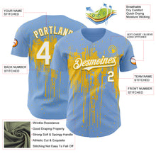 Загрузить изображение в средство просмотра галереи, Custom Light Blue White-Yellow 3D Pattern Design Dripping Splatter Paint Authentic Baseball Jersey
