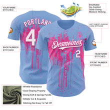 Load image into Gallery viewer, Custom Light Blue White-Pink 3D Pattern Design Dripping Splatter Paint Authentic Baseball Jersey
