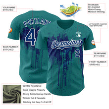 Load image into Gallery viewer, Custom Teal US Navy Blue-White 3D Pattern Design Dripping Splatter Paint Authentic Baseball Jersey
