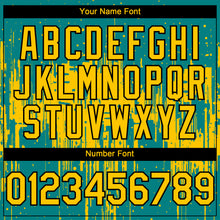 Загрузить изображение в средство просмотра галереи, Custom Teal Yellow-Black 3D Pattern Design Dripping Splatter Paint Authentic Baseball Jersey
