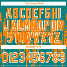 Load image into Gallery viewer, Custom Teal Bay Orange-White 3D Pattern Design Dripping Splatter Paint Authentic Baseball Jersey
