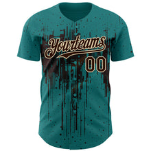 Load image into Gallery viewer, Custom Teal Brown-Cream 3D Pattern Design Dripping Splatter Paint Authentic Baseball Jersey
