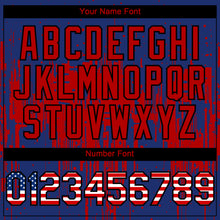 Charger l'image dans la galerie, Custom Royal Vintage USA Flag Black-Red 3D Pattern Design Dripping Splatter Paint Authentic Baseball Jersey
