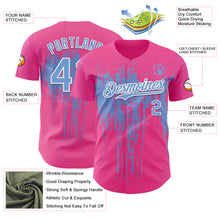 Laden Sie das Bild in den Galerie-Viewer, Custom Pink Light Blue-White 3D Pattern Design Dripping Splatter Paint Authentic Baseball Jersey
