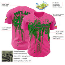 Charger l'image dans la galerie, Custom Pink Grass Green-Black 3D Pattern Design Dripping Splatter Paint Authentic Baseball Jersey
