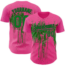 Charger l'image dans la galerie, Custom Pink Grass Green-Black 3D Pattern Design Dripping Splatter Paint Authentic Baseball Jersey

