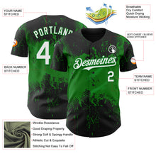 Load image into Gallery viewer, Custom Black White-Grass Green 3D Pattern Design Abstract Splatter Grunge Paint Authentic Baseball Jersey
