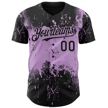 Custom Black Light Purple 3D Pattern Design Abstract Splatter Grunge Paint Authentic Baseball Jersey