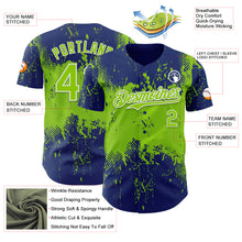 Laden Sie das Bild in den Galerie-Viewer, Custom Royal Neon Green-White 3D Pattern Design Abstract Splatter Grunge Paint Authentic Baseball Jersey
