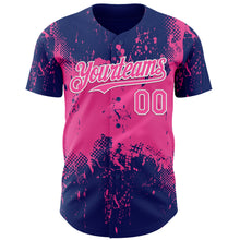 Load image into Gallery viewer, Custom Royal Pink-White 3D Pattern Design Abstract Splatter Grunge Paint Authentic Baseball Jersey
