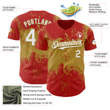 Load image into Gallery viewer, Custom Red White-Old Gold 3D Pattern Design Abstract Splatter Grunge Paint Authentic Baseball Jersey
