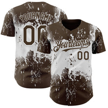 Загрузить изображение в средство просмотра галереи, Custom Brown White 3D Pattern Design Abstract Splatter Grunge Paint Authentic Baseball Jersey
