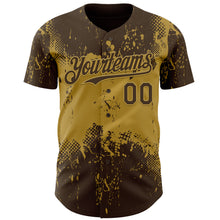 Load image into Gallery viewer, Custom Brown Old Gold 3D Pattern Design Abstract Splatter Grunge Paint Authentic Baseball Jersey
