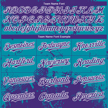 Laden Sie das Bild in den Galerie-Viewer, Custom Purple Teal-White 3D Pattern Design Abstract Splatter Grunge Paint Authentic Baseball Jersey

